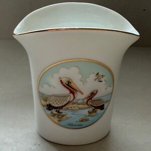 Lefton Florida Pelicans/Cranes Souvenir Pencil Holder Vase Signed & Numbered